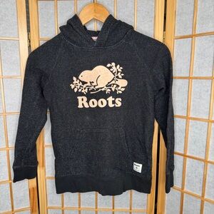 Roots Black Hoodie with Light Pink Logo